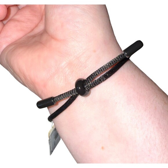 J. Jill Adjustable Tube Bracelet Black Curved Bar Minimalist Cord Modern Neutral - Picture 7 of 7